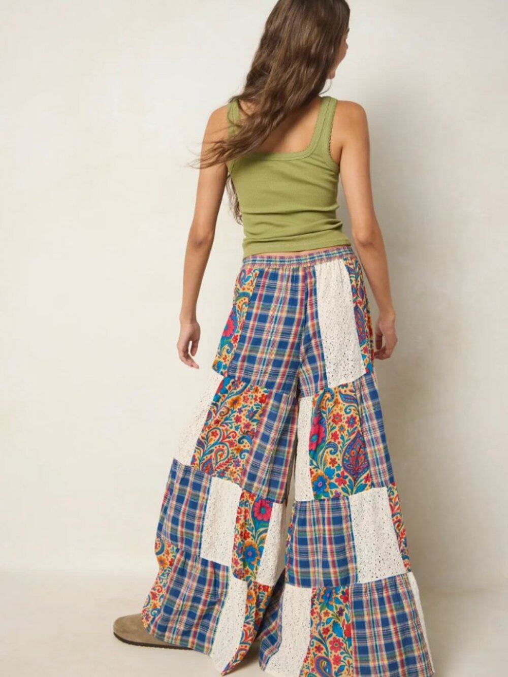 Natural Life Patti Patchwork Palazzo Pants Small NWT Boho Festival Wide Leg - Picture 2 of 9